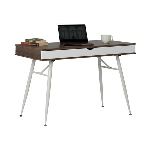 Calico Designs Bureau Moderne Alcove avec Grand Tiroir de Rangement Séparé, Blanc/châtaigne
