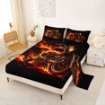 thumbnail image 2 of Manfei Vintage Motorcycle Queen Sheets,Fire Pattern Queen Sheet Sets,Black,4 Pieces,1 Flat Sheet, 1 Fitted Sheet and 2 Pillowcases, 2 of 6