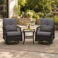 thumbnail image 2 of 3 Piece Patio Swivel Rocker Set, PE Rattan Bistro Set w/ 2 360° Swivel Rocking Chairs and Side Table, Outdoor Conversation Set with Cushions for Patio, Pool, Balcony, Pub, Cafe - Gray, 2 of 9