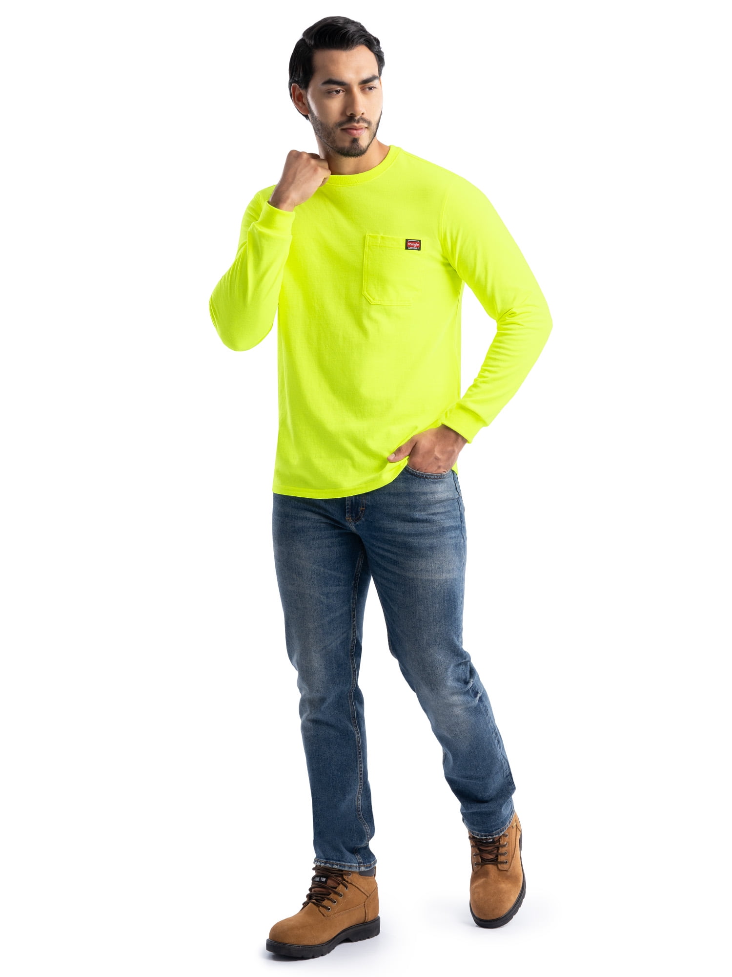 Wrangler Workwear Men's Long Sleeve Heavyweight Pocket T-Shirt, Size S-3XL (Men's and Big Men's)