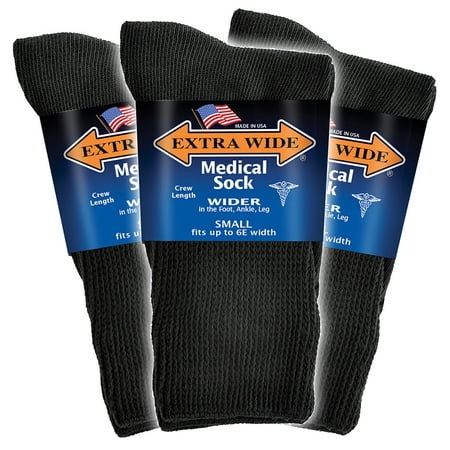 

Extra Wide Medical Crew (Mid-Calf) Socks (3 Pairs) for Men and Women Made in USA Pick your size Do not size up