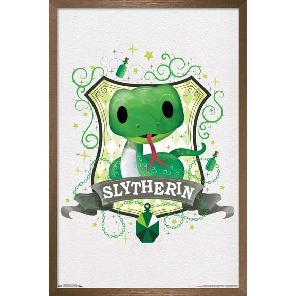 The Wizarding World: Harry Potter - Slytherin Charm Wall Poster, 14.725" x 22.375", Framed