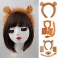 thumbnail image 3 of 1/3/4Pcs Lion Costume Set for Youth Adult Halloween Cosplay Soft Plush Headband Tail Gloves Nose Kit Animal Theme Party Dress-Up Accessories Qinghai, 3 of 5