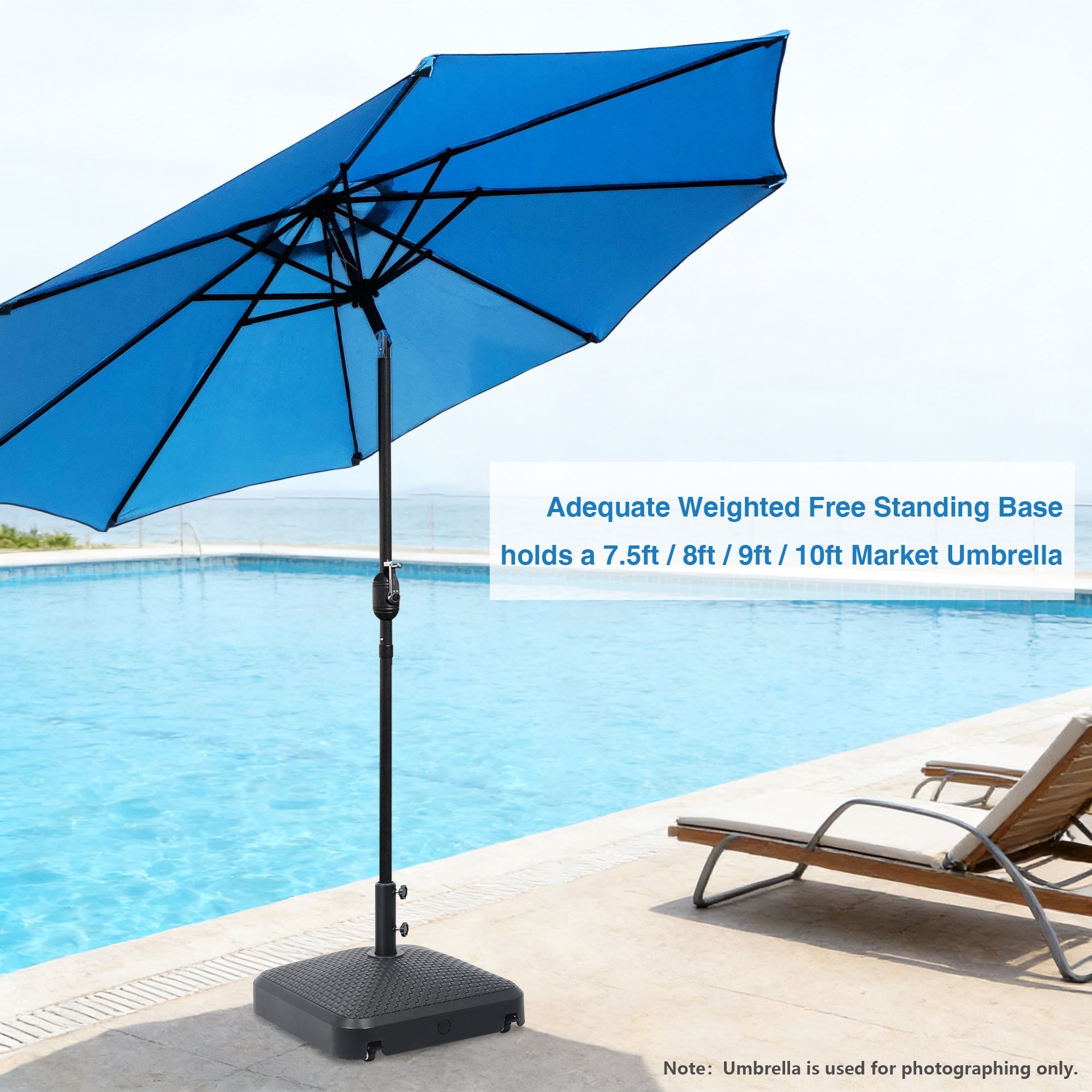 Abble 170 lbs Outdoor Cantilever Patio Umbrella Base Offset Umbrella Stand with Handle and Wheels for Garden Backyard Poolside in Black