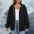 thumbnail image 5 of Comdrip Veste Légère pour Femmes! Veste Chaude Coupe-Vent Imperméable à Blocs de Couleur pour Femmes, Coupe-Vent d'Extérieur, Veste de Randonnée, Veste de Randonnée pour Femmes, Légère, Noire, 3TG, 5 of 5