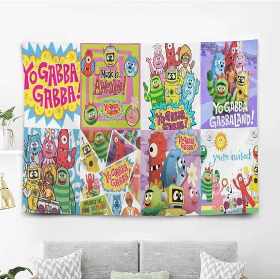 Tapestry for Yo Gabba Gabba Bedroom Dorm wall hanging Funny Poster Backgrounds Banner Party Wall Art Decorations Kids Girls Teens Gifts Cute 40×60 inch