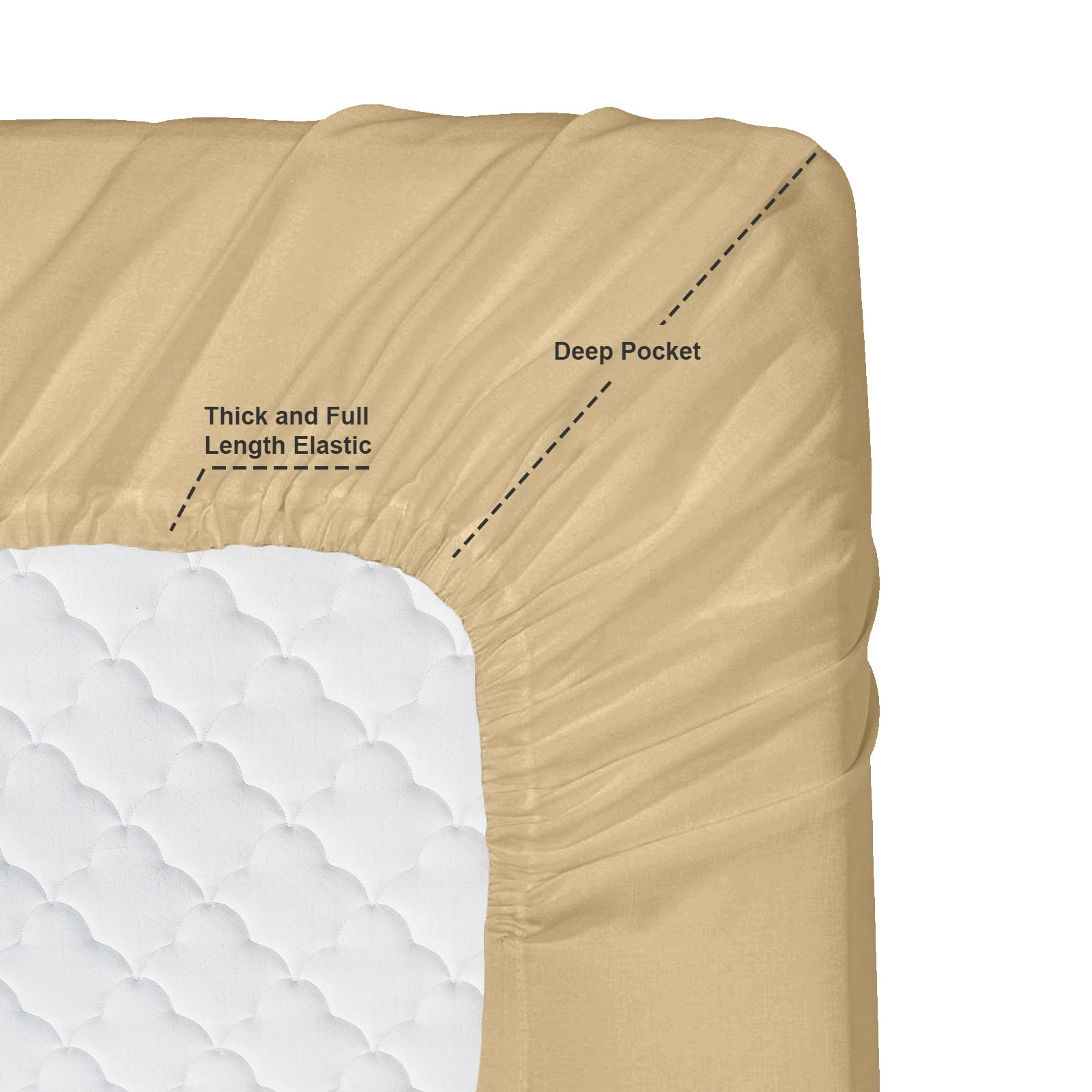 Premium 1800 Collection 18" - 21" Extra Deep Pocket Fitted Sheet, Fits High Profile Mattresses with Toppers, Double Brushed Soft Microfiber, Hypoallergenic, Full Size - Camel Gold