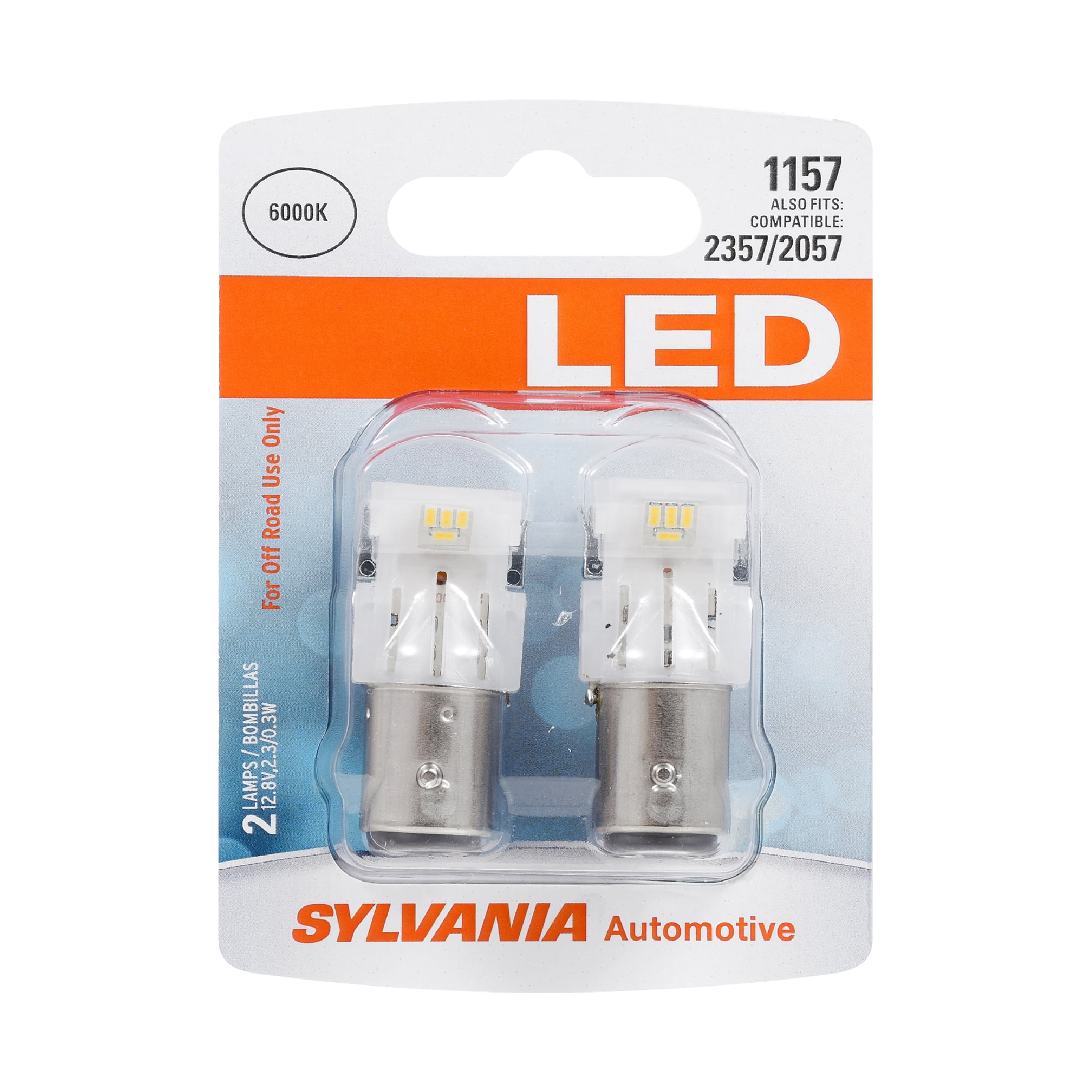 Sylvania 1157 White LED Automotive Mini Bulb, Pack of 2.