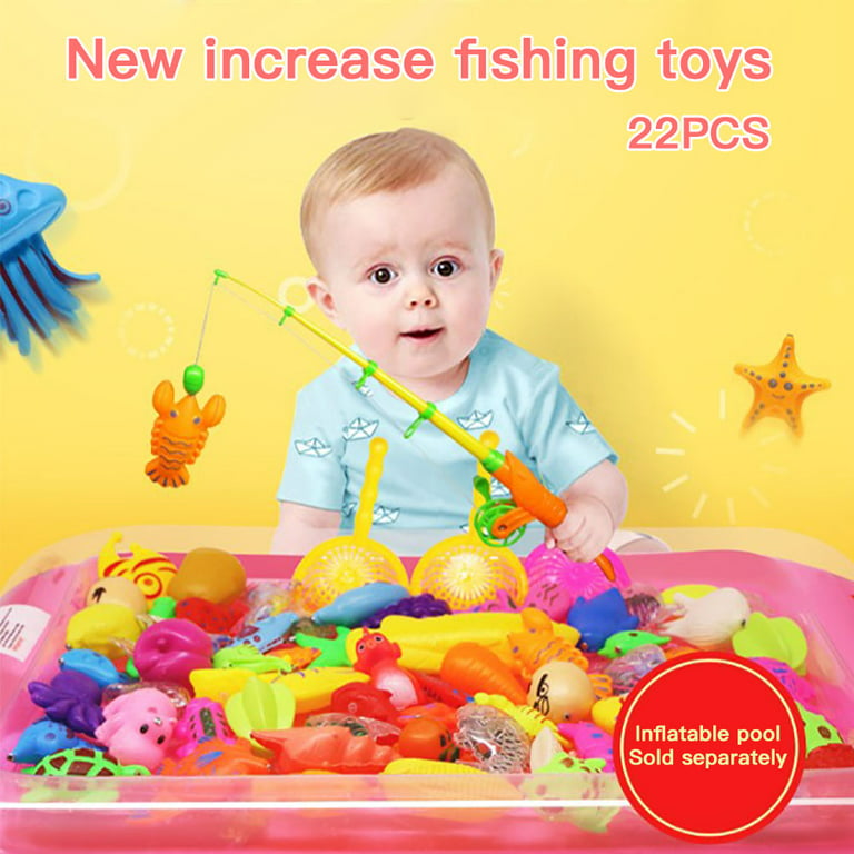 22pcs Magnetic Fishing Toy Set Bath Toys Baby Bathtub Toy With Telescopic  Fishing Rod Net 22 Color Sea Fishes Developmental Toys
