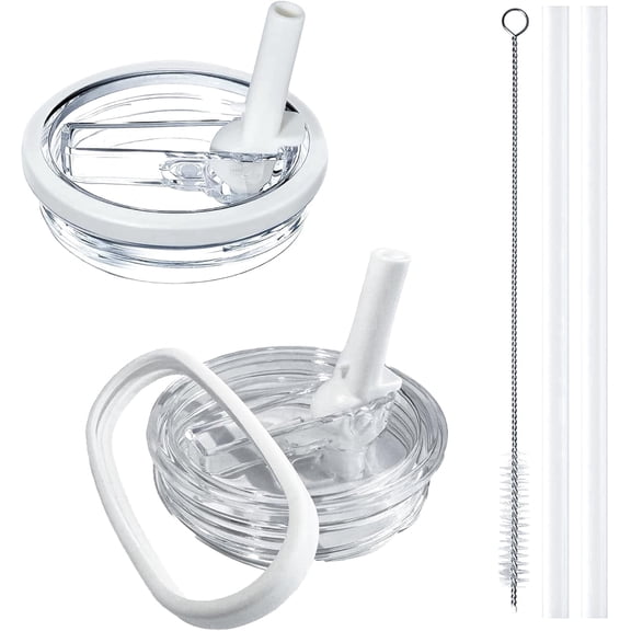 Semboh 2 Pack For Stanley Lid Replacement 40 oz, with Leak Proof and Flip Straw Lid, Stanley Cup Accessories, for Stanley Quencher H2.0 40 oz Tumbler (Only), BPA Free (Milk White)