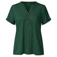 thumbnail image 4 of Elegant Women's Casual T-Shirt Stylish Button Neck Short Sleeve Solid Shirt for Everyday Wear and Fashion Enthusiasts, 4 of 5