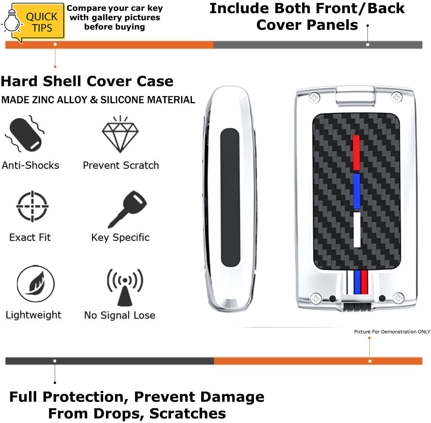 5-Button Key Fob Holder Fit for Jeep Grand Cherokee L 2021-up Metal Key Housing Silicone Car Key Cover for Grand Cherokee Grand Wagoneer 2022-up,Full Protection Key Bag