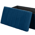 thumbnail image 3 of Cushioned Fabric  Hidden Storage Chest Footrest Chair, Padded Seat for Bedroom, Dorm, Loft, Living Room, Entryway, Hallway, Blue Velvet, 30" Bench, 3 of 6