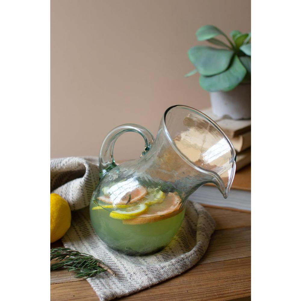 Kalalou Small Glass Tilted Pitcher, One Size, Green