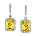 thumbnail image 2 of Bling Jewelry Womens Statement Fashion Emerald Cut CZ Halo Dangle Chandelier Earrings GoldSilver, 2 of 6