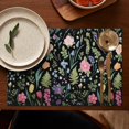 thumbnail image 4 of Floral Butterfly Peony Table Mats Set of 6, Flax Heat Resistant Wrinkle Free Placemats with Blooming Wildflower Design for Rustic Farmhouse Spring Summer Dining Decor, 4 of 5