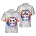 thumbnail image 3 of Watercolor Drip Persian Pop Art Colorful Portrait Artwork Hawaiian Shirt Breathable Summer Unisex Merch Cat Lover Kitten Owner Gifts - 01009, 3 of 6