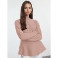 thumbnail image 4 of Womens Fall Fashion Mock Neck Ruffle Long Sleeve Sweater Khaki S, 4 of 7
