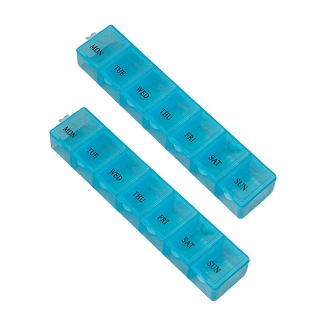 stanreset Pack of 2 Pill Case Travel Sealing Tablet Container Pocket Plastic Reusable Organizer Elder Backpacking Holder Box Blue Type3 NO3