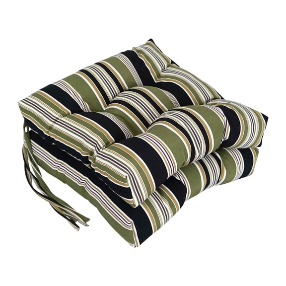 Blazing Needles 16-inch Outdoor Square Chair Cushion, 16" x 16", Eastbay Onyx 2 Count
