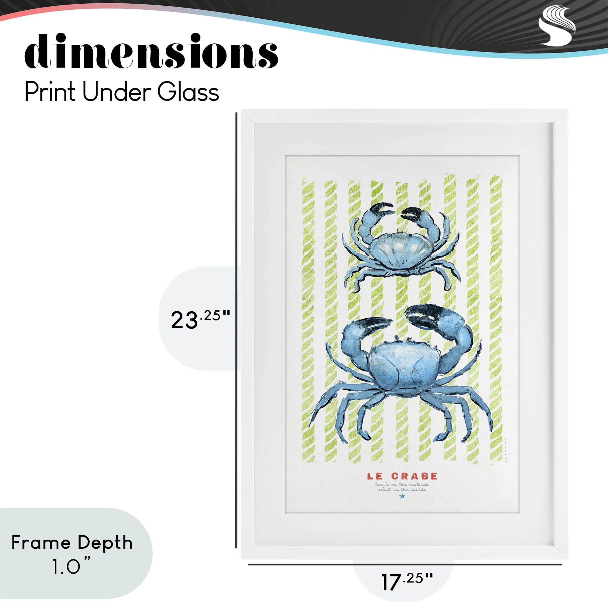 Stupell Industries Modern Bistro Crabs White Framed Print Under Glass, design by Chad Barrett