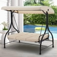thumbnail image 2 of AECOJOY Steel 3 Person Canopy Porch Swing with Glider Hammock, Beige, 2 of 7