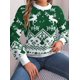 thumbnail image 3 of Suéter de punto navideño de cuello redondo de moda para mujer, suéteres casuales de manga larga con estampado de ciervos para otoño e invierno 2024, 3 of 5