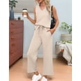 thumbnail image 4 of Two Piece Sets for Women Summer Outfits Lounge Sets Mock Neck Tops Wide Leg Crop Pants Vacation Travel Outfits L, 4 of 8