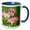 Blue/White, variant on 3drose, Ruby-throated Hummingbird Young Male Feeding on Hibiscus, Texas, Usa, 11oz Two-tone Green Mug