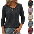 thumbnail image 2 of Sweaters For Women V Neck Ribbed Button Knit Long Sleeve Sweater Colid Color Casual Slouchy Loose Pullover Sweaters Tops, 2 of 6