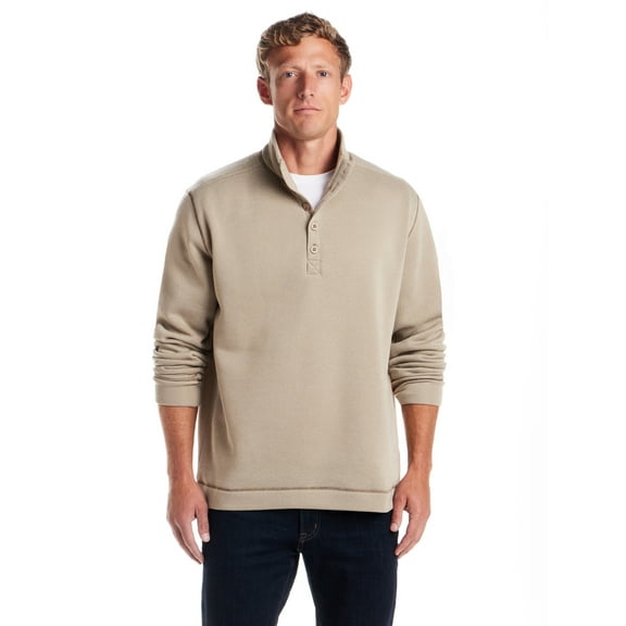 Frontier Threads Men's Long Sleeve Button Mock Neck Sweaterfleece