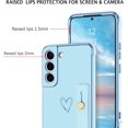 thumbnail image 3 of Samsung Galaxy S22 Case, Galaxy S22 Phone Case Love Heart Cute Case with Wristband Kickstand Holder Soft TPU Plating Bumper Protective Slim Shockproof Phone Case Cover for Girls Women, Blue, 3 of 16