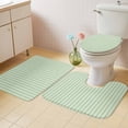 thumbnail image 2 of Sage Green Striped Bath Mat 3 Piece Bathroom Rug Set, Modern Simple Farmhouse Beige Non Slip Bath Rug Contour Mat and Toilet Lid Cover, Absorbent Shower Mats Soft Bath Rugs and Mats Sets, 2 of 8