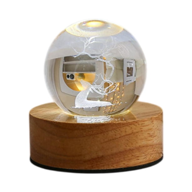 Lámpara de mesa Strade Fareast Limited con base de madera y luz nocturna USB 6 cm