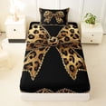 thumbnail image 3 of Erosebridal Leopard Print Bowknot Twin Sheet Sets,Girls Cute Bows Bedding For Kids 3-Piece, 3 of 6
