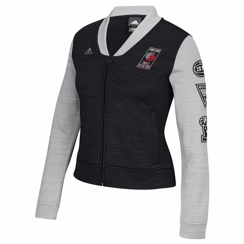 Portland Trail Blazers NBA Adidas Black On-Court Full Zip Track Jacket w Patches Jacket For Women by Adidas