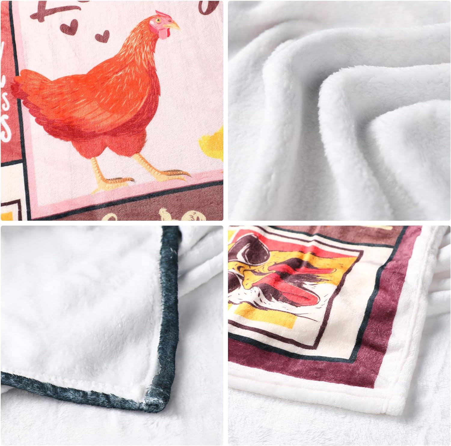 Chicken Throw Blanket Gifts Women - Farm Chicken Blanket Gifts for Girls Womens, Soft Fleece Chicken Lovers Blanket, Funny Colorful Rooster Blankets for Couch Sofa Bed 50"x60"