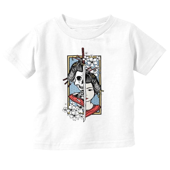Traditional Geisha Skeleton Samurai Toddler Boy Girl T Shirt Infant Toddler Brisco Brands 6M