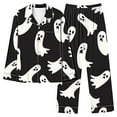 thumbnail image 2 of QIUOMBBP Woman Pajamas Set Halloween Funny Cute Graphic Loungewear Matching Sets Button Down Long Sleeve Sleepwear 2 Piece Outfits, Black, XXXL, 2 of 5