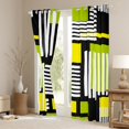 thumbnail image 3 of Erosebridal Black White Green Yellow Curtains Modern Aesthetic Curtains & Drapes, Geometric Striped Blackout Curtains Mid Century Bedroom Curtains, Hippie Boho Minimalism Window Treatments, 3 of 6