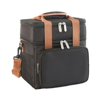 JeashCHAT Insulated Lunch Bag, Double Deck Lunch Box for Adult Men Women, Leakproof Cooler Tote with Adjustable Shoulder Strap, Freezable Lunch Cooler Bag for Work Office Picnic Beach Camping