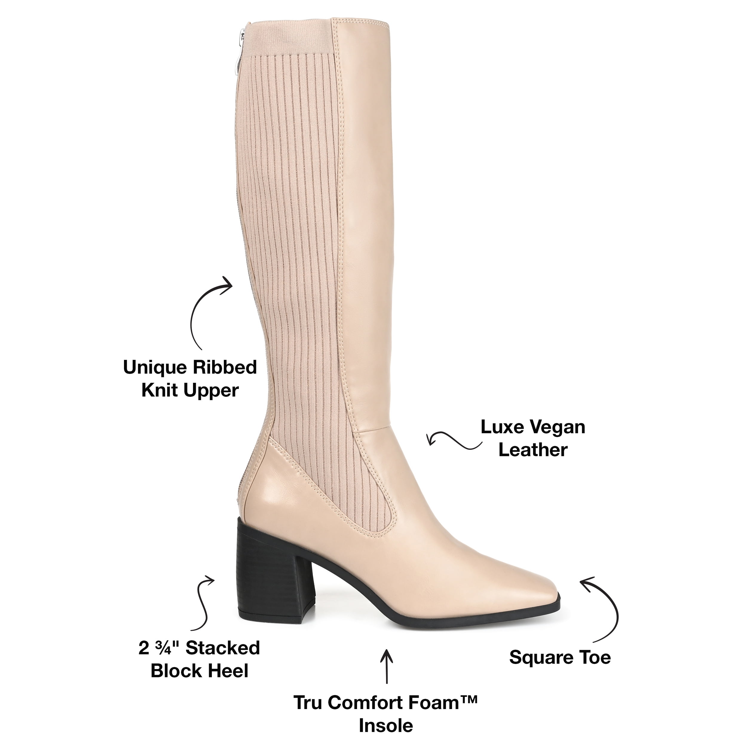 Journee Womens Winny Stacked Heel Knee High Boots