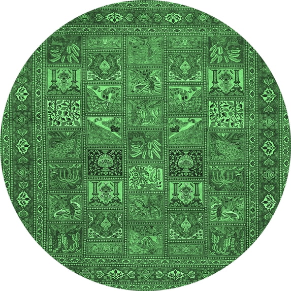Ahgly Company Indoor Round Persian Emerald Green Traditional Area Rugs, 6' Round