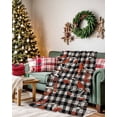 thumbnail image 2 of Christmas Cardinal Bird Flannel Blanket for Bed,Travel and Camping, Winter Red Birds Black White Plaid Super Soft Cozy Blanket for All Seasons 50" x 60", 2 of 6