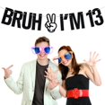 thumbnail image 4 of Banner Tivurcia Brush I'm 13 Black Glitter para 13 cumpleaños, 4 of 7