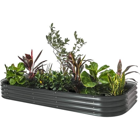 Vego Garden 11  Tall 10 in 1 9.5ft x 2.5ft Modular Metal Oval Raised Garden Bed - Modern Gray