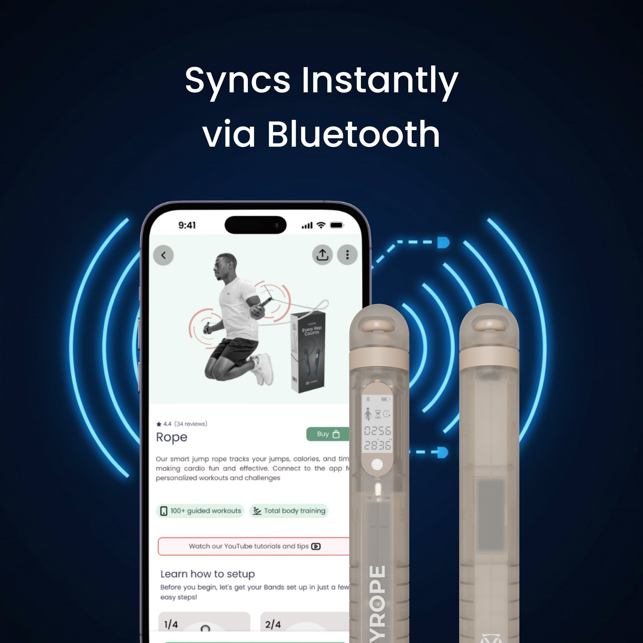 Smart Jump Rope with AI Powered Fitness Tracking, Lifetime Fitness App Access, Adjustable for Men, Women, Cardio Workout, Weight Loss, Home Gym Exercise Equipment, Cordless Skipping Balls Included
