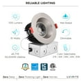 thumbnail image 7 of Luxrite 4 Inch LED Recessed Light, 15W, 5 Color Selectable, 1100 Lumens, Dimmable, Wet Rated, Brushed Nickel 4 Pack, 7 of 7