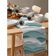 thumbnail image 2 of Table Runner Turquoise Ocean Table Decoration for Kitchen Dinning Abstract Waves Table Decoration for Indoor Outdoor Party Wedding Decor 13x90inch, 2 of 7