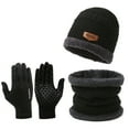 thumbnail image 5 of harmtty 1 Set Fashion Men Winter Hat Scarf Gloves Set Thick Knitted Soft Warm Elastic Colorful Ear Protection Five Fingers Windproof Winter Outdoor Cycling Cap Neck Warp Gloves Set Brown, 5 of 8